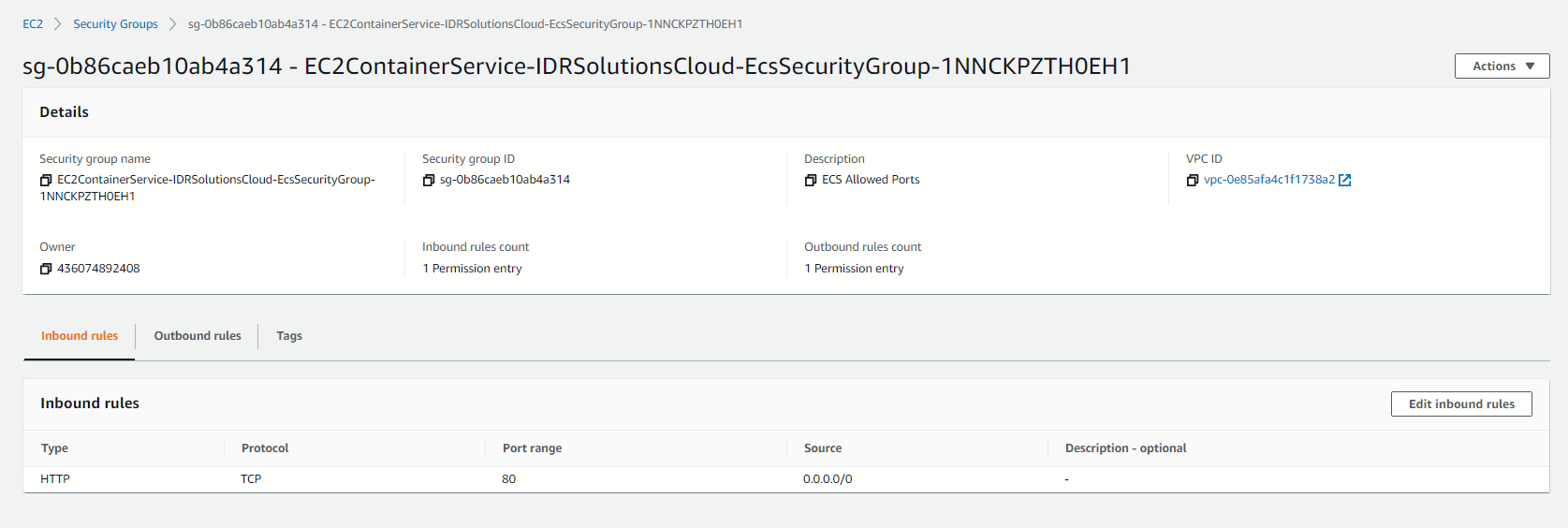 inbound rules tab
