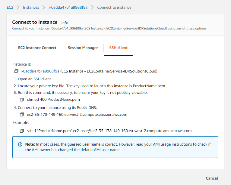 connect to instance