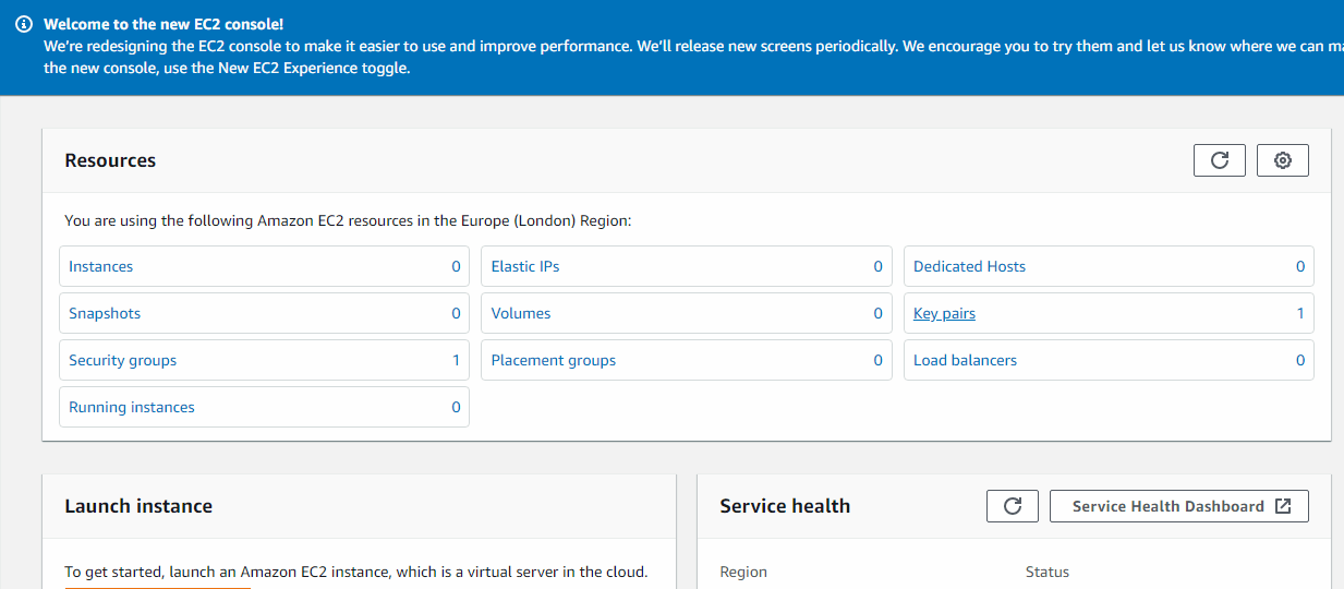 EC2 console