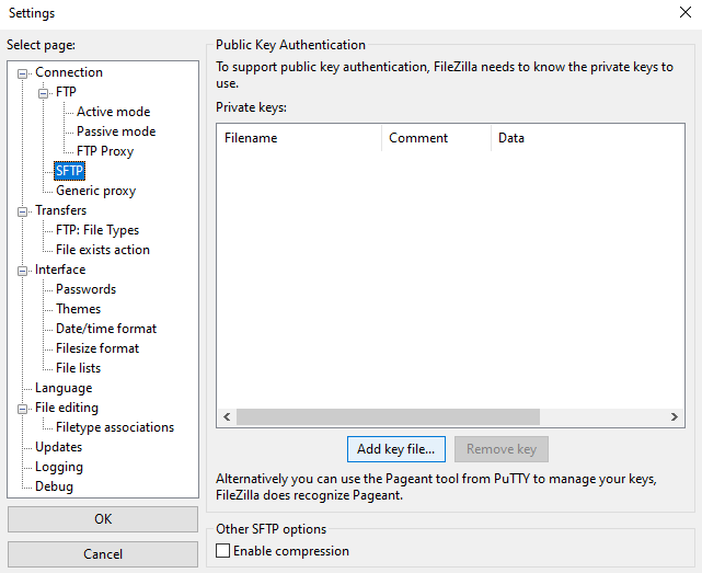 SFTP tab